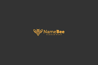 create bee, honey, insect, minimalist, nature, animal and cute logo