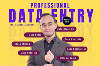 do data entry, scraping, mining, clean up and analysis