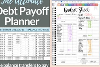 design a budget planner, balance, income and expense sheet