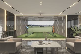 8k visuals for golf courses and landscapes, lounge bar