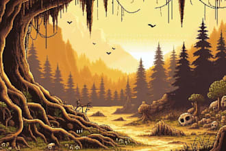 craet pixel art scenery with ai
