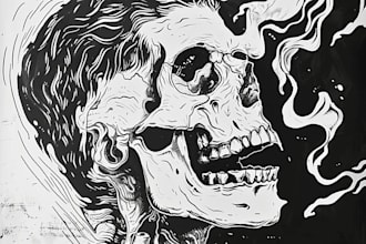 draw linocut style digital drawing art