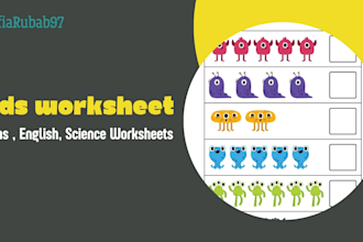 create kids worksheets for english, urdu and math