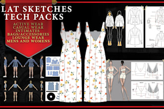 create flats fashion technical drawings and tech packs