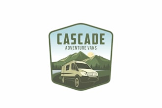 design a vintage custom mountain adventure logo
