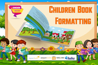 children book formatting, layout design for ebook, paperback, hardcover