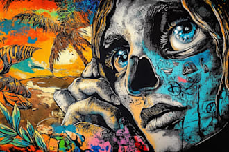 draw graffiti designs murals and wall art or skateboards