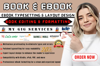 do ebook typesetting book editing proofread ebook formatting and layout design