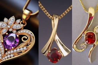 create a modern 3d cad jewelry design, jewelry render,earring, pendant, necklace