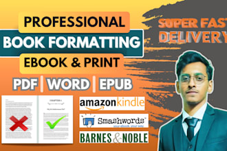 be your expert book formatter for amazon kdp book formatting, print and ebook
