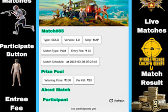 create a pubg tournament website and apk