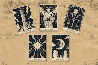 draw custom tarot card illustration with dark art style