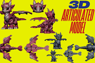 sculpt 3d articulated model, 3d flexi model, 3d bjd doll, 3d toy for 3d printing