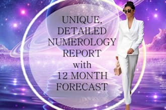 create a detailed, unique numerology report with a 12 month forecast