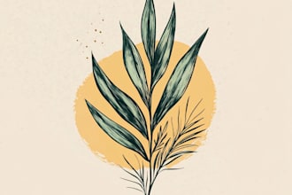 design elegant boho, hand drawn, botanical logo design