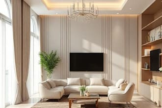 do interior design realistic 3d rendering using 3d max, maya and vray