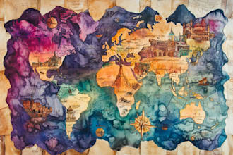 watercolor map illustration just for you