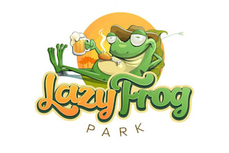 create lazy frog memorable character food beer logo