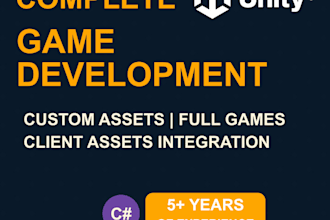 develop a complete unity game using your provided assets