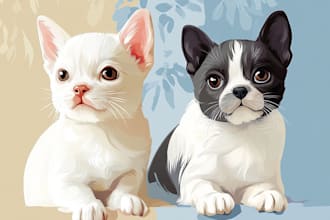 draw vector illustration dog cat animal pet cartoon portrait