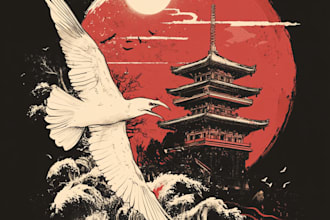 do a custom japanese style t shirt design, anime,