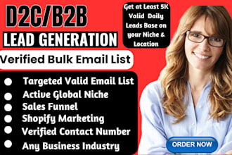 build a targeted niche bulk email list, d2c, b2b email list for shopify store