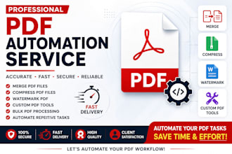 provide PDF automation service, merge, compress,  watermark, custom PDF tools