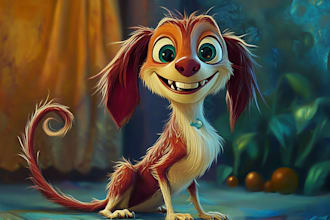 do professional cartoon caricature in disney pet portrait