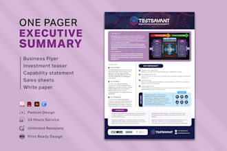 design a converting one pager, executive summary or business flyer