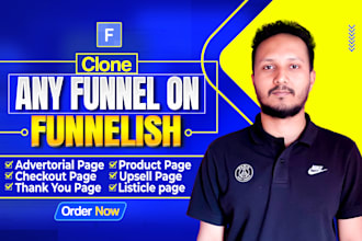 be your funnelish expert to clone advertorial sales funnel or checkout page