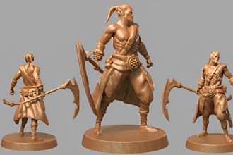 sculpt 3d model character design action figure, dnd, toy 3d face for 3d printing