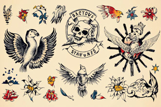 create awesome old school tattoo style design