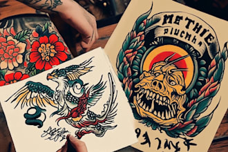 make you a traditional old school tattoo style design