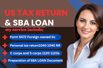 prepare USA individual and business tax returns and sba loan