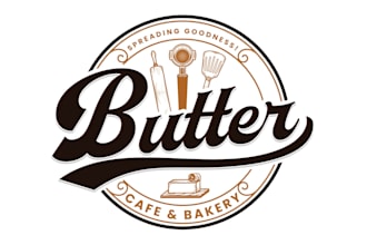 design a vintage logo for your butter cafe and bakery shop