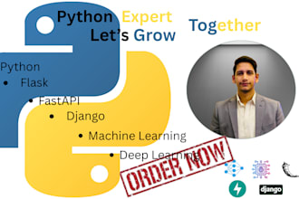python, django, flask, fastapi, rest api, machine learning, docker