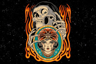 create skull artwork for tshirt design