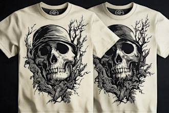 create animal linocut tshirt design for brands