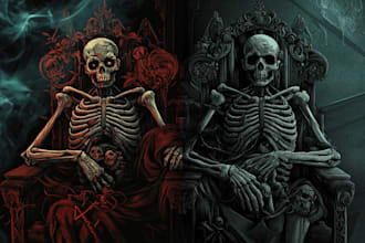 draw a detailed dark art illustration for tshirt, merch