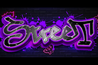 create graffiti font logo and illustration