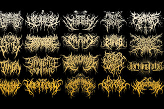 design brutal death metal, deathcore, black metal band logo