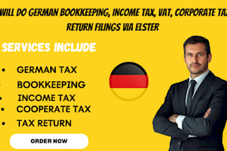 do german bookkeeping, income tax, vat, corporate tax return filings via elster