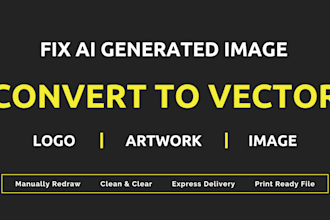 enhance fix redraw and ai generated image to print ready vector