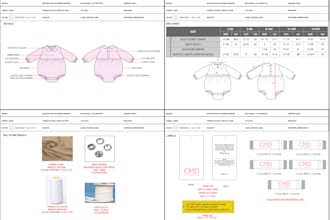 design baby wear fashion illustration with tech pack