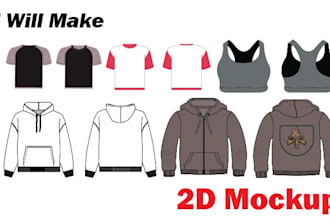 design professional 2d clothing mockups for your apparel