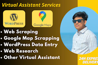 your virtual assistant for wordpress data entry or google map scraping