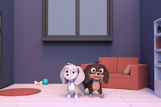design 3d model, cute character, animal, mascot, toys, creature with rigging
