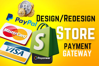 design shopify dropshipping store, setup shopify payment gateway, redesign store