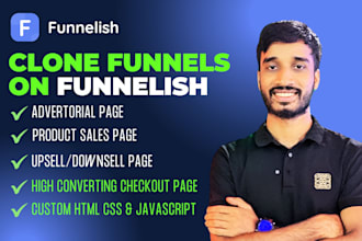 duplicate or clone funnelish advertorial and product page sales funnels