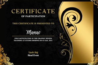 make custom certificate, completion certificate, award certificate design